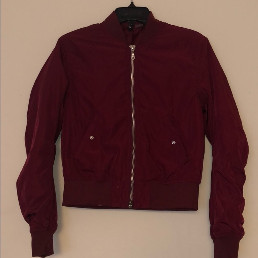 H&M burgundy bomber jacket, worn once